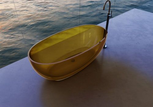 Прозрачная ванна ABBER Kristall AT9703Amber желтая фото 4