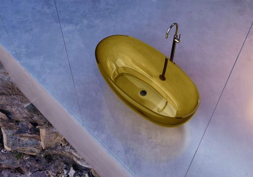 Прозрачная ванна ABBER Kristall AT9703Amber желтая фото 5