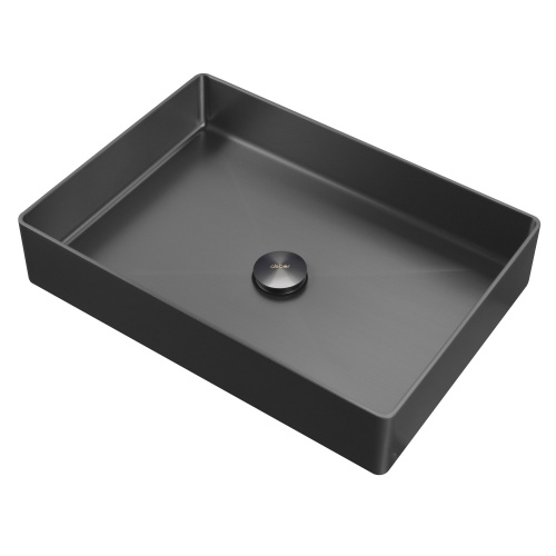 Раковина накладная 51х36см прямоугольная  оружейная сталь  ABBER Wasser Kreis AF2400GM