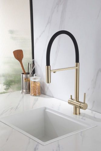 Смеситель для кухонной мойки, золото матовое ABBER Wasser Kreis AF81141G фото 6
