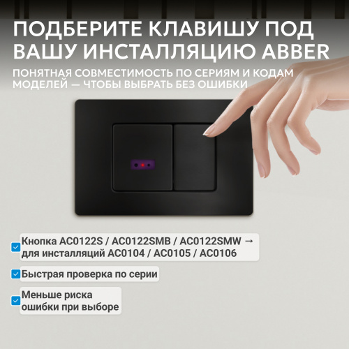 Кнопка смыва сенсорная для инсталляции ABBER  черная матовая фото 4