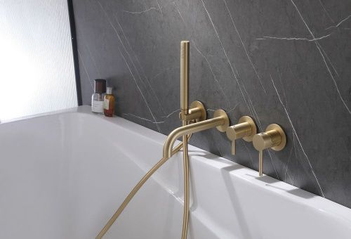 Встраиваемый смеситель для ванны с душем, золото матовое ABBER Wasser Kreis AF8130G фото 4