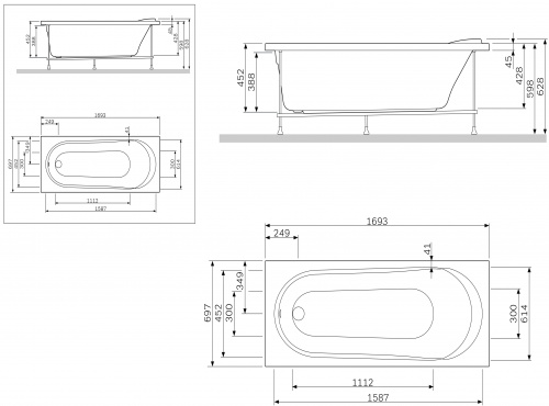 Панель фронтальная для ванны AM.PM Joy W85A-170-070W-P фото 3