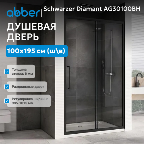 Душевая дверь 100х195 ABBER Schwarzer Diamant AG30100BH фото 3