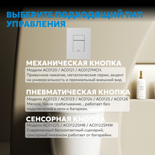 Кнопка смыва для инсталляции ABBER  пневматическая, белая матовая фото 8