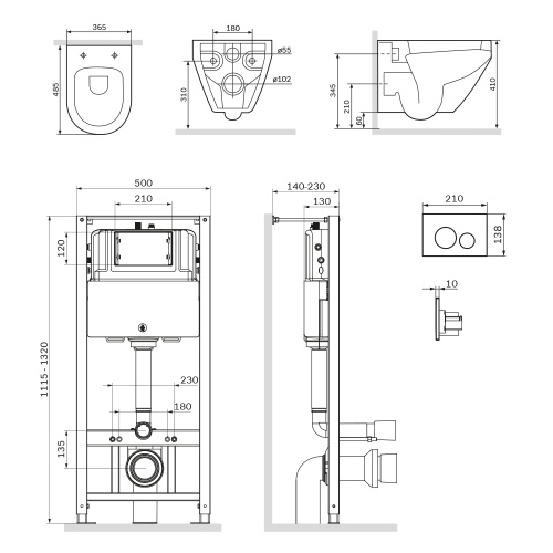 Комплект: инсталляция с унитазом и клавишей AM.PM Spirit V2.0 IS49001.701700 фото 11
