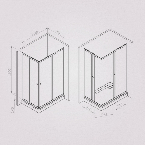 Душевое ограждение 120x80 см, без поддона AM.PM Sunny W87G-403-12080-MT фото 8