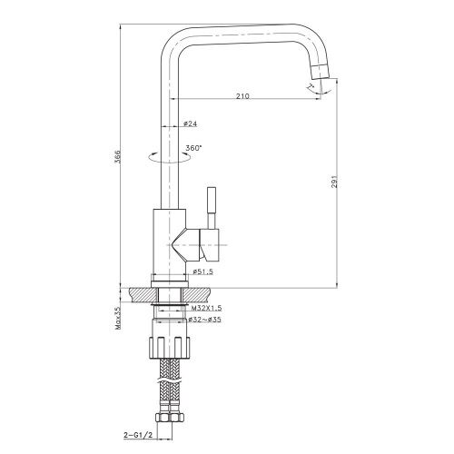 Смеситель для кухни Raiber premium RPB-013 коллекция Graceful, матовый черный фото 2