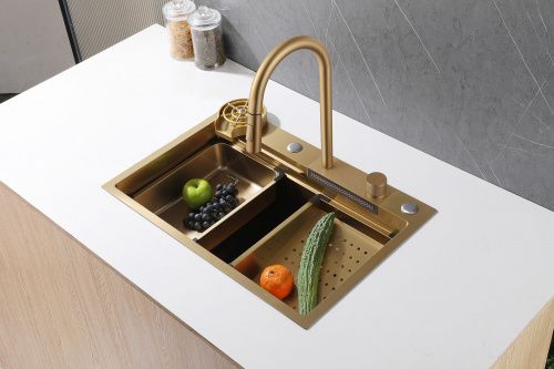 Кухонная мойка 68см ABBER Wasser Kreis AF2194G золото матовое фото 3