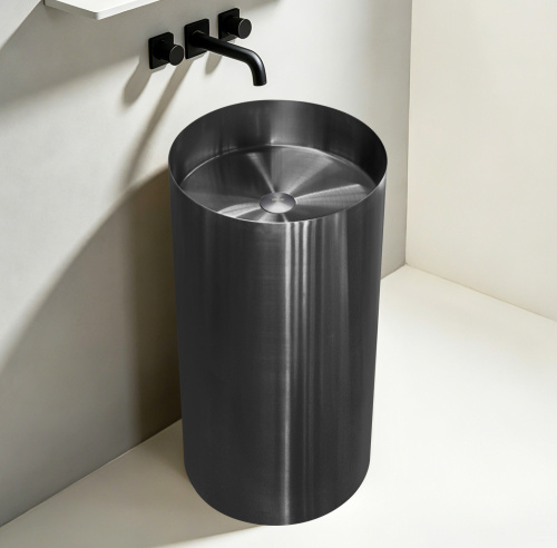 Раковина отдельностоящая 40х40см круглая  оружейная сталь  ABBER Wasser Kreis AF2414GM