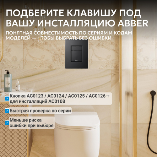 Кнопка смыва для инсталляции ABBER  пневматическая, черная матовая фото 9