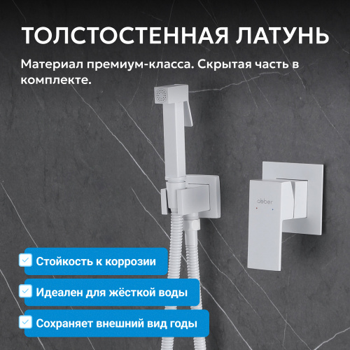 Встраиваемый смеситель с гигиеническим душем, белый матовый ABBER Daheim AF8225W фото 4
