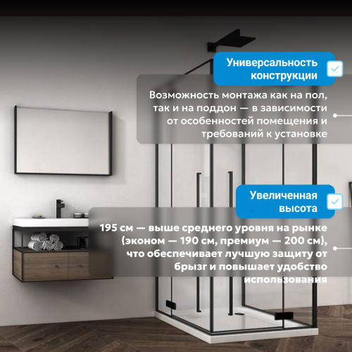 Душевой уголок 90х90 ABBER Eins AG06099B фото 10