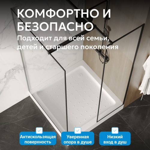 Душевой поддон  100х100 квадратный, акриловый, белый ABBER AD3D100 фото 8