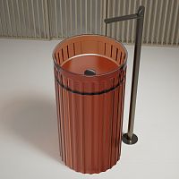 Раковина напольная отдельностоящая прозрачная 45х45см круглая  коричневая  ABBER Kristall AT2709Opal