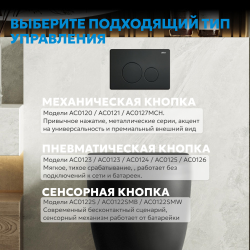 Кнопка смыва для инсталляции ABBER  черная матовая фото 5