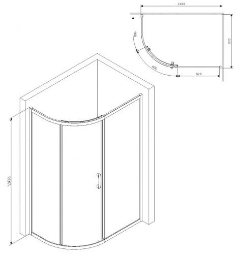 Душевое ограждение 120x80 см, без поддона AM.PM Like W83G-302U120CG64 фото 11