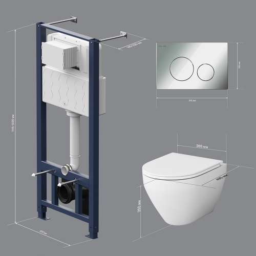Комплект: инсталляция с унитазом и клавишей AM.PM Spirit V2.0 IS49051.701700 фото 10