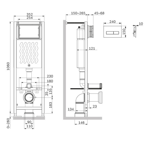 Инсталляция для подвесного унитаза с клавишей ErgoFit M AM.PM ErgoFit I012711.0301 фото 4