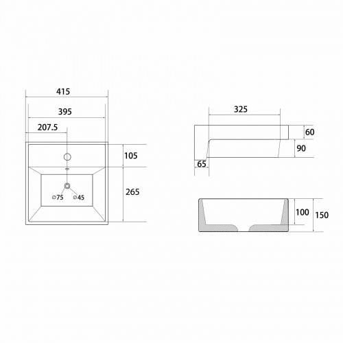 Раковина накладная 41,5х41,5см квадратная  белая  ABBER Rechteck AC2208 фото 10