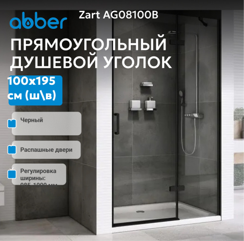 Душевая дверь 100х195 ABBER Zart AG08100B фото 4