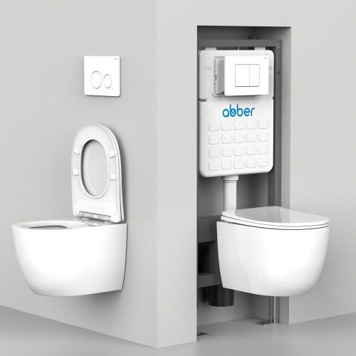 Унитаз ABBER Rechteck AC1201T подвесной белый, безободковый, смыв торнадо фото 12
