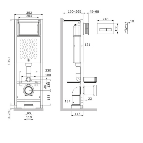 Инсталляция для подвесного унитаза с клавишей ErgoFit M AM.PM ErgoFit I012711.0351 фото 4