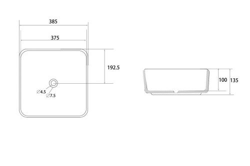 Раковина накладная 38,5х38,5см квадратная  черная матовая  ABBER Rechteck AC2211MB фото 5