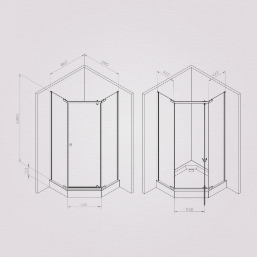 Душевое ограждение 90x90 см, пятиугольное, без поддона AM.PM Sunny W87G-405-9090-BT фото 5