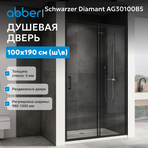 Душевая дверь 100х190 ABBER Schwarzer Diamant AG30100B5 фото 3