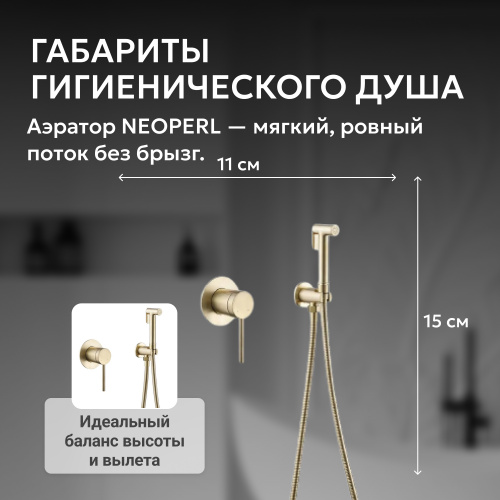 Встраиваемый смеситель с гигиеническим душем, золото матовое ABBER Emotion AF8825G фото 12