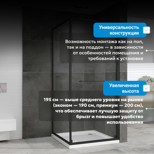 Душевой уголок 100х100 ABBER Schwarzer Diamant AG0A100B фото 4