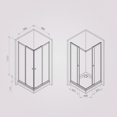 Душевое ограждение 80x80 см, без поддона AM.PM Sunny W87G-403-8080-MT фото 8