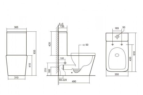 Унитаз ABBER Rechteck AC1210TMW компакт белый матовый, безободковый, смыв торнадо фото 10