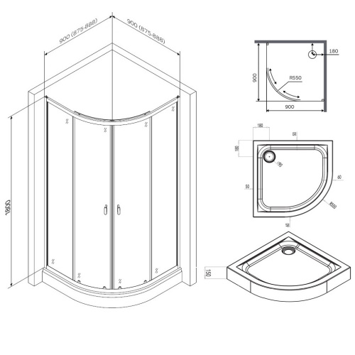 Душевой уголок AM.PM X-Joy W88E-205-090BT64 фото 8