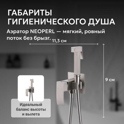 Встраиваемый смеситель с гигиеническим душем, сатин ABBER Wasserfall AF8625SP фото 10