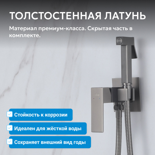 Встраиваемый смеситель с гигиеническим душем, никель ABBER Daheim AF8226NG фото 5