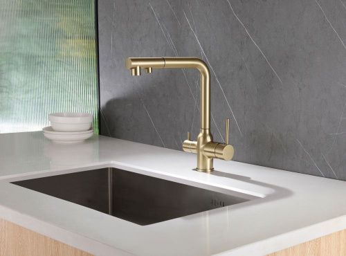 Смеситель для кухонной мойки, золото матовое ABBER Emotion AF8814G фото 6