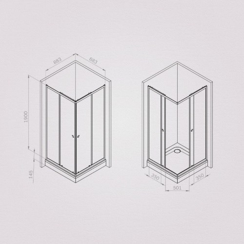 Душевое ограждение 90x90 см, без поддона AM.PM Sunny W87G-403-9090-MT фото 8