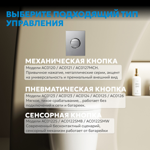 Кнопка смыва для инсталляции ABBER  пневматическая, хром глянцевый фото 8