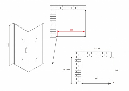 Душевой уголок 100х100 ABBER Sonnenstrand AG04100B-S100B фото 20