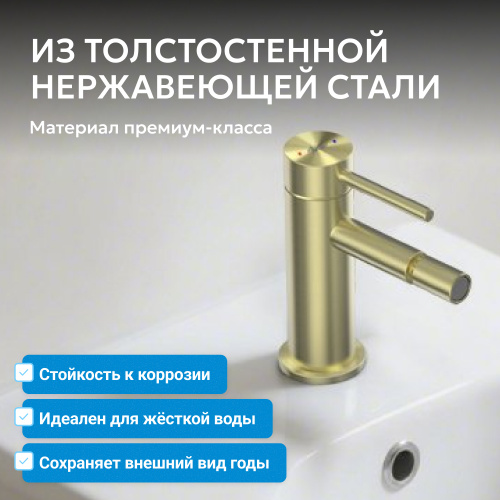 Смеситель для биде, золото брашированное ABBER Wasser Kreis 316 AF8124BG фото 9