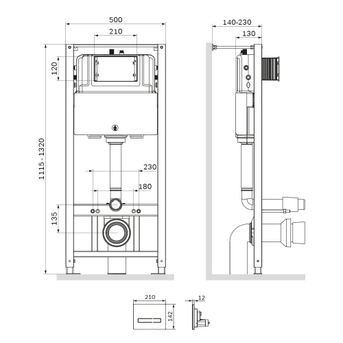 Инсталляция для подвесного унитаза с сенсорной клавишей Touchless Pro AM.PM Pro I012704.50A38 фото 11