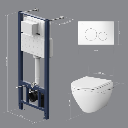 Комплект: инсталляция с унитазом и клавишей AM.PM Spirit V2.0 IS49001.701700 фото 10
