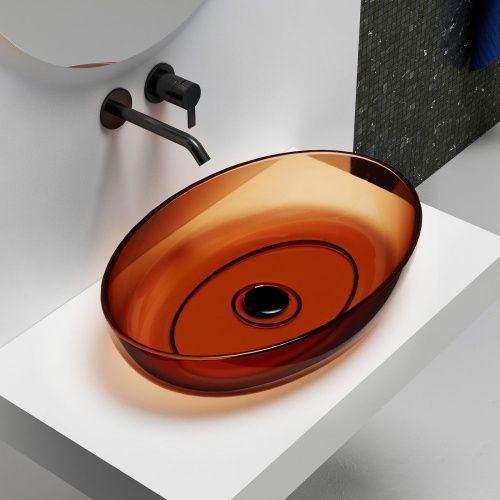 Раковина накладная прозрачная 60х40см овальная  коричневая  ABBER Kristall AT2801Opal