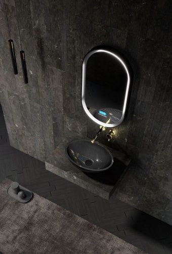 Раковина накладная карбоновая 50х35см овальная  черная  ABBER Karbon AK2042 фото 3