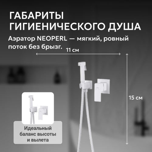 Встраиваемый смеситель с гигиеническим душем, белый матовый ABBER Daheim AF8225W фото 6