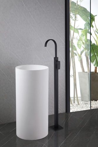 Напольный смеситель для раковины, черный матовый ABBER Wasserfall AF8640B фото 3